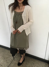Umi Shirring Layered Lace Sleeveless One Piece