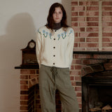 Flower Heavy Gauge Cardigan_Ivory