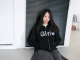 ガールジップアップフーディー - ブラック