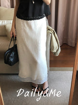 バンディングエンブロイダードシフォンスカート(onecolor)