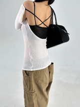 BACKLESS OPEN MESH KNIT🖤🤍🩷🩶 - 4 COLORS