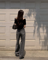 Yield linen denim pants