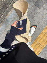 ソフトコットン フラットポーチ - ネイビー, Mサイズ