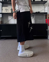 AO cross embroidery Bermuda sweatpants