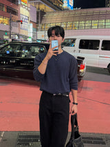 ビッグ リブド バイアス ロングスリーブ Tシャツ