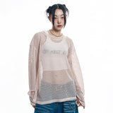 Cut Off Net Knit - BEIGE