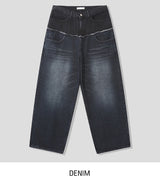 Kio two-tone layered denim pants