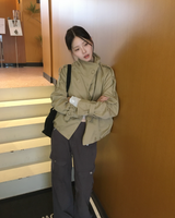 Double button short trench jacket