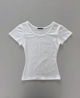 ミューネル スリムフィットラウンドネックモダールストレッチキャップスリーブTシャツ 5カラー