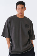  Crack Printed Pigment Short Sleeve Pigment Charcoal