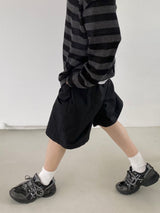 Nylon wide banding half pants 2C