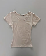 ミューネル スリムフィットラウンドネックモダールストレッチキャップスリーブTシャツ 5カラー