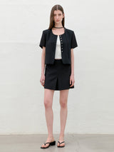 (SK-5019)SUMMER TWEED SET-UP SKIRT