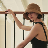 Rough Tie Bucket Hat (Brown)