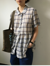 Weds check short-sleeve blouse (2color)