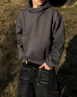 Urban crop high-neck fleece hoodie