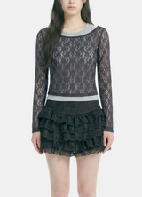 Double Neck Sheer Lace Top