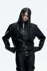 Waxed Studded Zip Jacket