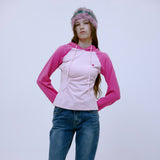 Asymmetric Ruched Hoodie (PINK)