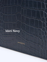 LAZEL MINI CROC shoulder leather bag / Wani Navy