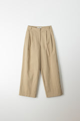 Wide two tuck pants (Beige)