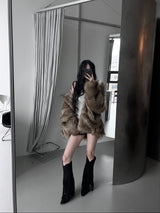 dual shade faux fur jacket (2color)