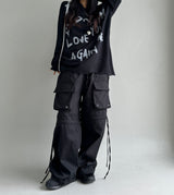 LOVELY BOW-STRING DETAIL CARGO COTTON AUTUMN PANTS - 2 COLOR