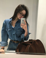 [Bellide made]Forest overfit denim shirt