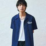 dustin chain stitch bowling shirt navy
