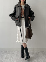 Jacquard satin midi skirt