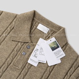 All-Day Cable Pattern Two-Button Collar Knit