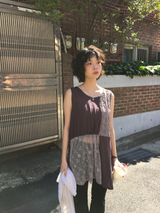 Loen Patchwork Slip Dress (2color)