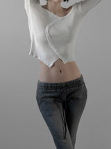Curved off-shoulder knit