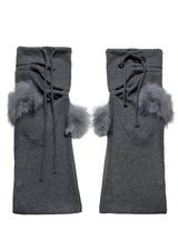 CURVED FUR LEG WARMERS . GRAY