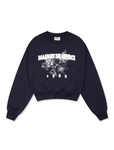 Women's Lees Lees Embossed クロップドスウェットシャツ ネイビー (FCF1TS204W)