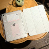 グリーン ドット パターン トリプル フォールディング iPad ケース