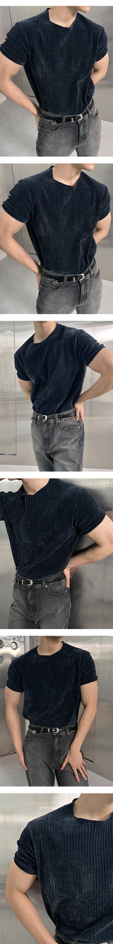 [MUSCLE FIT] ベルベットカットハーフニット(4color)