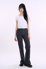 Solid slim wide-neck T-shirt