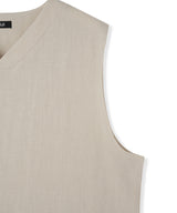 [DOJINOI] LINEN V-NECK VEST OATMEAL
