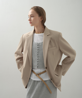 Glossy Wide Jacket_Beige