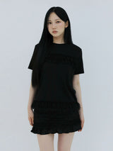 フリル カンカンTシャツ(BLACK)