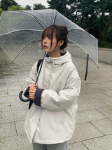 Rumber Check Color Matching Overfit Hood Padding Jumper