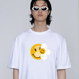 [UNISEX] ドッテッドスマイルフラワーミックスショートスリーブTシャツ