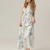 LOTUS silky flower maxi dress [green]