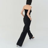 THREE PINTUCK SUMMER WOOL PANTS (BLACK)