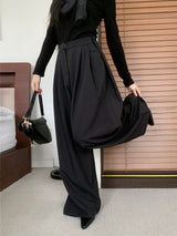 Grace Two-Tuck Button Wide Long Slacks