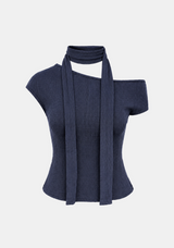 Rina Scarf Neck Ribbed Top