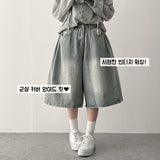 Mews Waistbanding Vintage Washed Side Pintuck Denim Bermuda Shorts