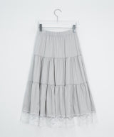Mujeuf Tiered Lace Banding Long Skirt