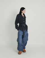 Square pocket balloon fit corduroy pants